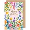 Edition Seidel Biglietto di auguri di compleanno con busta, biglietto di auguri di compleanno Happy Birthday, uomo donna, fiori e prato floreale (G3749 SW025)