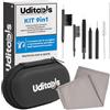 Udivita Kit Pulizia Apparecchi Acustici 9in1 Uditools - Set Accessori con Filo Ultra-Slim Magnete Estrai-Batterie Scovolino e Spazzole - Custodia Antiurto - Compatibile con Apparecchi BTE RIC ITE e Auricolari