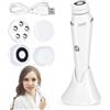Aoreun Spazzola per la pulizia del viso, Impermeabile Spazzola Pulizia Viso Elettrica 4 testine impermeabili con batteria Spazzola facciale per pulizia profonda peeling e massaggio del viso - Bianco
