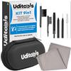 Udivita Kit Pulizia Apparecchi Acustici 9in1 Uditools - Set Accessori con Filo Ultra-Slim Magnete Estrai-Batterie Scovolino e Spazzole - Custodia Tascabile - Compatibile con Protesi BTE RIC ITE e Auricolari