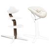 Stokke Sedia Stokke Nomi Noce (White) + Newborn Set (White Grey Sand) - Include una cintura di sicurezza a 5 punti e un set di tessuti reversibili e lavabili - Sostiene fino a 150 kg