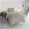 Italian Bed Linen Copripiumino Singolo, Tinta Unita Double Face, Parure Copripiumino VERA, con Sacco Piumone 150x200cm + federa 50x80cm GRIGIO CHIARO/PANNA