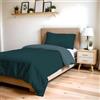 Italian Bed Linen Copripiumino Singolo, Tinta Unita DoubleFace, Parure Copripiumino ZOE, con Sacco Piumone 150x200cm con patella 50cm + federa 50x80cm OTTANIO/SALVIA