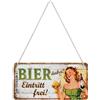 Nostalgic-Art Retro Hängeschild Inclusa - Ingresso 0 - Idea Regalo per Gli Appassionati di Birra, in Metallo, Design Vintage con Scritta, 10 x 20 cm