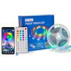 M mimotec - Striscia LED RGB, luci LED Camera 15 metri, con APP, Bluetooth Musical, adesivo, telecomando e adattatore di alimentazione, chip 5050, multicolore dimmerabile in intensità, LM2406