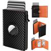 dwnkove Portafoglio AirTag Uomo, Porta Carte di Credito Con Blocco RFID, Portacarte Pop-up in Pelle, Portamonete e Contanti, Capacità 9-14 Carte | Finestra ID | Slot Contanti