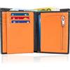 Bronzi Portafoglio Uomo Slim Sottile Elegante - Mini Porta Tessere Porta Documenti Porta Carte Di Credito Blocco RFID - Nero Pelle Alta Qualità - Design Italiano - I Regalo