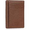 Bronzi Portafoglio Portafoglio Uomo Donna Piccolo Sottile Slim Elegante - Blocco RFID - Pelle Alta Qualità - Mini Porta Tessere Porta Documenti Porta Carte Di Credito - Saffiano Caffè