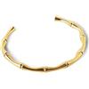 SINGULARU - Bracciale Sugarcane. Acciaio con Finitura Placcata Oro 18Kt. Bracciale Rigido con Apertura di 3 cm. Gioielli da Donna
