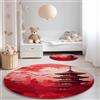 Generic Tappeto Rotondo per Camera da Letto 90 cm, Lavabile Pelo Corto Stile Giapponese Fiori Di Ciliegio Torre Stampa Antiscivolo Rosso Rosa Tappeto Rotondo - Tappeti per Soggiorno e aree interne