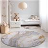 Generic Tappeto Morbido Rotondo 60 cm, Lavabile Pelo Corto flanella Lusso Marmo Motivo Oro Stampa Antiscivolo Bianco Oro Tappeto rotondo - per Camera da Letto Sala da Pranzo Cucine