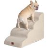 EHEYCIGA Scaletta per Cani 4 Gradini Altezza 50 cm, Scala Cane Piccoli e Gatti in Spugna per Salire su Letto e Divano, Antiscivolo Rampa per Cani con Rivestimento Rimovibile e Lavabile, Beige