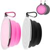 CJMUQHEHH 2 Pezzi Ciotola d'acqua in Silicone per Gatto e Cane, Ciotola Acqua Cane Portatile Antigoccia in Silicone con Moschettoni, Ideale per Viaggi e Passeggiate, 350ml, Rosa e Nero