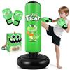 Esnowlee Sacco da boxe per bambini, 120 cm, con guantoni da boxe per bambini da 3 a 8 anni, set da boxe con base stabile per praticare karate, taekwondo, idea regalo per ragazzi (Verde)