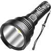 WholeFire Torcia LED estremamente luminosa 10.0000 lumen, XHP90 USB ricaricabile Torce elettriche, 5 modalità tattiche poliziesche militari IP65 impermeabile Torcia elettrica esterna con batteria