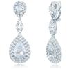 QUKE Orecchini pendenti a clip con cristalli di zirconia cubica, non forati, eleganti, a forma di goccia d'acqua, gioielli da sposa per donne e ragazze