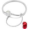 LNQOBU Bracciale in Argento con maglia Snake e chiusura a cuore Compatibile con Pandora Europei Charms da Donna
