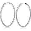 jiamiaoi Orecchini Cerchio Orecchini Donna Cerchio Argento 925 Placcato Oro Bianco 18 Carati 60mm