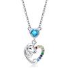 Qings Collana per Ragazze Natale Regalo di Compleanno, Collane con Ciondolo Argento Unicorno Bambina Figlia Nipote Sorella Bimba Cuore Pietra Portafortuna Regali Gioielli con Confezione Regalo