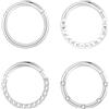 Lantine 4 piercing per setto da 16 g, G23, in titanio, con chiusura a cerniera, dorato/titanio, piercing per daith, helix, conch, trago, 6 mm, 8 mm, 10 mm, 4 Stück 16g 8mm, Zirconia cubica, Zirconia