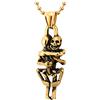 COOLSTEELANDBEYOND Uomo Donna Colore Oro Abbracciare Cranio Teschio Scheletro Osseo Ciondolo, Collana con Pendente, Acciaio, Catena 60CM