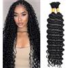 LPARMJIT Deep Wave Bulk Hair for Braiding 18 Inch 2 Bundles/Pack No Weft Wavy Synthetic Braiding Hair Extensions