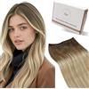 Hetto Extension Capelli Veri Tessitura Balayage Biondo Extension Tessitura Capelli Lisci Remy 80g Marrone Chiaro a Biondo Cenere e Bionda Platino #8/18/60