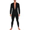 Duohropke Henley Jumpsuit Stretchy - Pigiama intero da uomo, biancheria intima termica, 01 nero, S