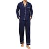 Reliwel Pigiama Uomo Cotone Lungo Invernale Pigiami Uomo Aperto Davanti con Bottoni Manica Lunga Pigiami Due Pezzi Camicia e Pantaloni Caldi e Morbidi