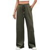 SCHOOLMOON Pantaloni Sportivi Donna Elasticizzati Vita Alta Jogger Leggeri Pantaloni Tuta Tinta Unita Yoga Larghi Palestra Cotone Pantaloni con Tasche(Verde,XL)