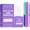 HUALIJIA Remover Semipermanente Unghie, Solvente per Smalto Semipermanente, Rimuovi Semipermanente Unghie con File per Unghie e Scalper Verniciato in 3-5 Minuti, 15ml