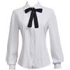 Taiduosheng Camicette da donna slim a maniche lunghe bianche con bottoni e cravatte camicie da lavoro, Cravatta bianca nera, XL