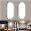 VivaLet 2 Pezzi Applique da Esterno/Interni 18W 1800LM, Plafoniera LED Soffitto, IP65 Luci Lampadario Bagno Ovale, 4000K Bianco Applique da Parete, Lampada LED Soffitto per Balconi Cantine Giardini
