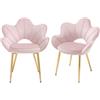 Relbiety Set di 2 Poltrona Relax Sedie da Pranzo con Braccioli e Schienale,Sedie Cucina Moderna in Velluto Poltrone da Salotto con Gambe in Metallo per Soggiorno,Camera da Letto,Rosa chiaro