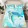 Loussiesd Sea Turtle Lenzuola Oceano Lenzuola Set di Lenzuola per Bambini Ragazzi Ragazze Marine Biancheria Da Letto Lenzuolo Sottomarino Rettile Tartaruga Copripiumino Blu Set di Lenzuola Singola