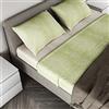 Le Telerie Completo Lenzuola In Cotone; Parure Completo Letto Bicolor In Puro Cotone Singolo Matrimoniale 1 Piazza e mezza; Prodotto Certificato (Verde/Crema, Matrimoniale)