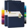 Lavea® Set 2 Lenzuola con Angoli MAYA - Jersey 100% Cotone - Per Letti Standard, Topper, Boxspring e ad Acqua - Con Elastico - OEKO-TEX® - Traspiranti (Blu Galassia, 90x200-100x200 cm)