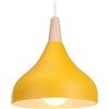 iDEGU Lampada a Sospensione Retrò LED Lampada a Soffitto in Legna Metallo Moderna Lampadario a Forma di Goccia Stile Scandinavo Plafoniera per Soggiorno Sala Da Pranzo Camera, 20 cm (Giallo, 1 Pezzo)