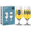 RITZENHOFF 6201001 - Set di 2 bicchieri da birra, 374 ml, con illustrazioni, multicolore Made in Germany