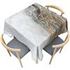 Treer Texture in Marmo 3D Tovaglia Antimacchia, Tovaglia di Poliestere, Quadrata Tovaglia Effetto Loto, Lavabile Giardino Tovaglie, per Cucina, Ristorante, Feste (140x140cm,Grigio Chiaro)