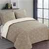 Vision - Hugo Beige - Parure copripiumino in flanella reversibile - Beige e Avorio - Letto matrimoniale 240 x 220 cm e 2 federe assortite 65 x 65 cm - 100% cotone flanella