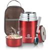 Dreamhigh® Termos per Alimenti 800 ml, Contenitore Termico per Alimenti Caldi, Thermos Pappa Neonati Acciaio Inossidabile con Sacchetto Isolante e Cucchiaio, Portavivande per Zuppa, Pasta (Rosso)
