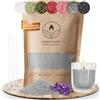 COMFORDER Sabbia per candela con profumo e stoppino, aroma, granulato di cera per candele, set fai da te, 400 g, granuli, 4 stoppini per candele (grigio, lavanda)