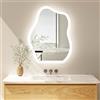 LUVODI Specchio Bagno con LED Luce 60x80 cm Asimmetrico: Specchio Retroilluminato Bagno Decorativo Dimmerabile 3 Temperature di Colori, Antiappannamento Tasto a se, Funzione Memoria