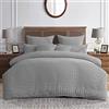 MK Home Textile Seersucker,Set copripiumino king size, con federe, 100% cotone, qualità alberghiera, colore: bianco, argento, antracite, grigio, copripiumino per letto matrimoniale king e super king