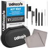 Udivita Kit Pulizia Apparecchi Acustici 9in1 - Uditools Set Accessori con Spazzole Scovolino Filo Ultra-Slim e Magnete Estrai-Batterie - Custodia Tascabile - Compatibile con Modelli BTE RIC ITE e Auricolari