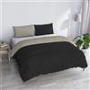 Italian Bed Linen Copripiumino Matrimoniale, Tinta Unita Double Face, Parure Copripiumino VERA, con Sacco Piumone 250x200cm + coppia federe 50x80cm FUMO/GRIGIO CHIARO