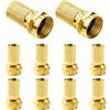 KUOQIY 10 Pezzi Connettori a Vite di Tipo F, Connettore F, Micro Vite/Twist On Antenna Cavo Coassiale RG6, per Cavo Coassiale Antenna TV Satellitare, Oro