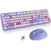 SOLIDEE Combo Tastiera e Mouse Wireless,tastiera macchina da scrivere retro,Tastiera per Computer con Tasti Rotondi 2.4GHz con Tastierino Numerico,Tastiera a 104 Tasti(Americana QWERTY)(Mixed Purple)