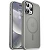 miyonsin Magnetica Cover per iPhone 14 Custodia,Traslucida Texture Opaca, Anti-Impronta,Retro Resistente ai Graffi, TPU Bumper Antiurto Sottile Protettiva Case, Grigio Titanio